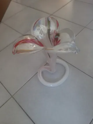 Portacandele Fiore Vetro Murano con Candela