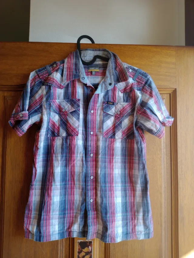 Camisa Lee cuadros azul y rojo