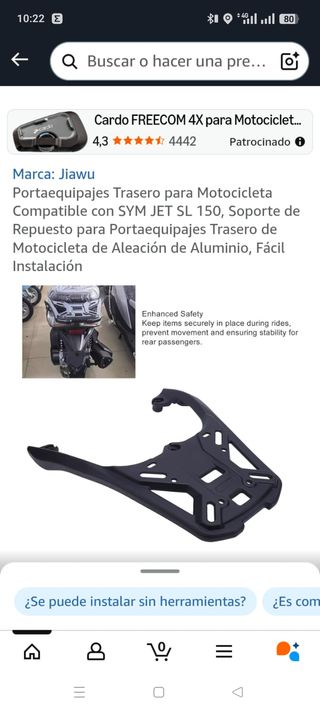 Portaequipajes SYM JET SL Negro