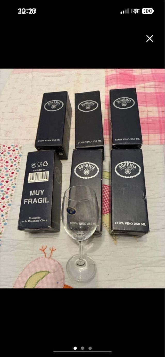 6 Copas de Cristal Bohemia Nuevas