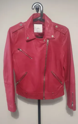 Cazadora Piel Mango Mujer