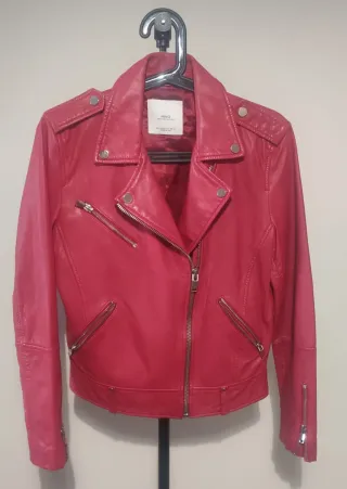 Cazadora Piel Mango Mujer