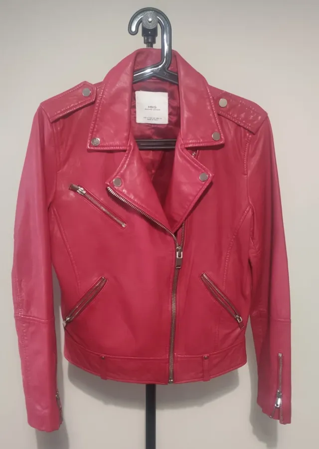 Cazadora Piel Mango Mujer