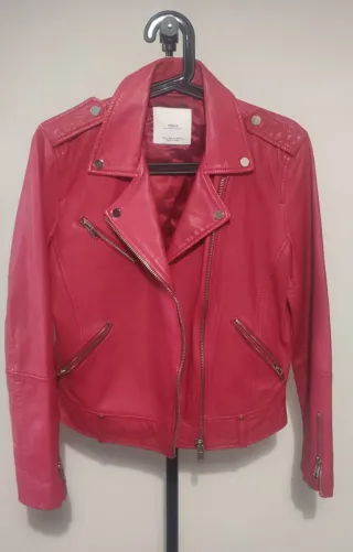 Cazadora Piel Mango Mujer