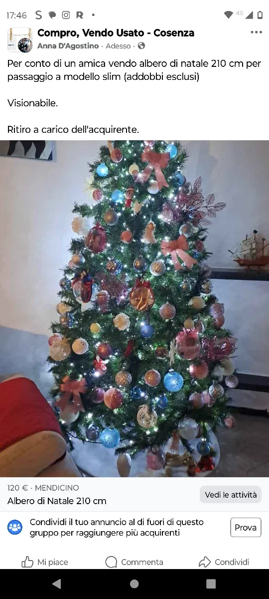 Albero di Natale 210 cm senza addobbi