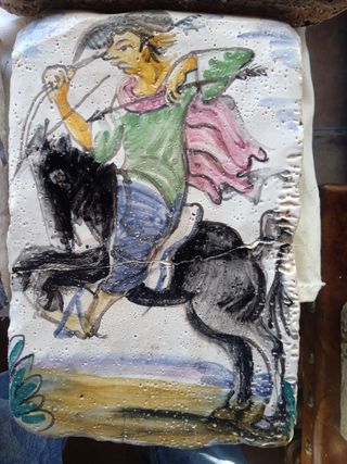 Azulejo antiguo Ercules venciendo a los hijos de G