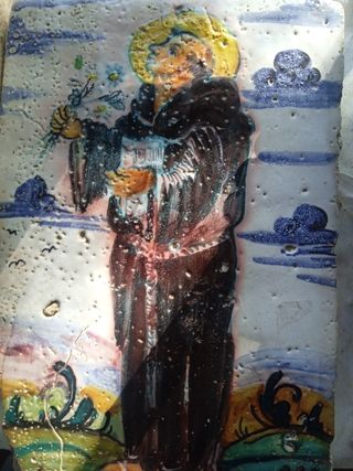 Azulejo antiguo Ercules venciendo a los hijos de G