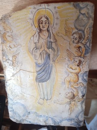 Azulejo antiguo Ercules venciendo a los hijos de G