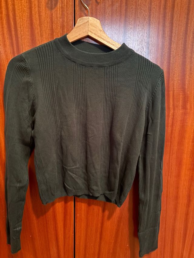 Jersey corto verde oscuro canalé