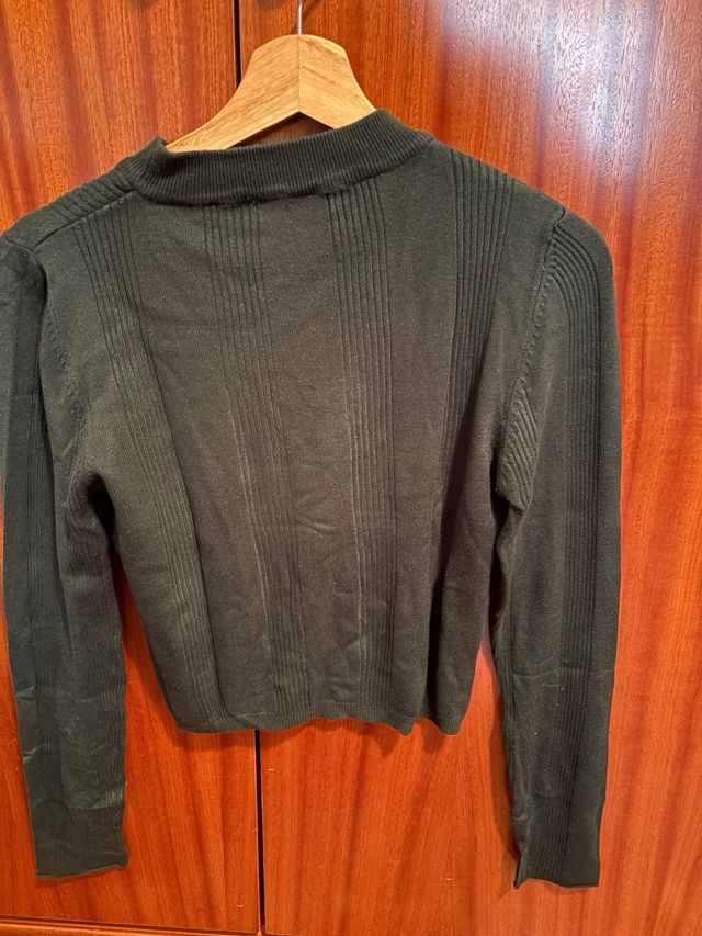 Jersey corto verde oscuro canalé