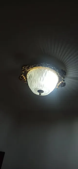 Plafón dorado años 70 cristal