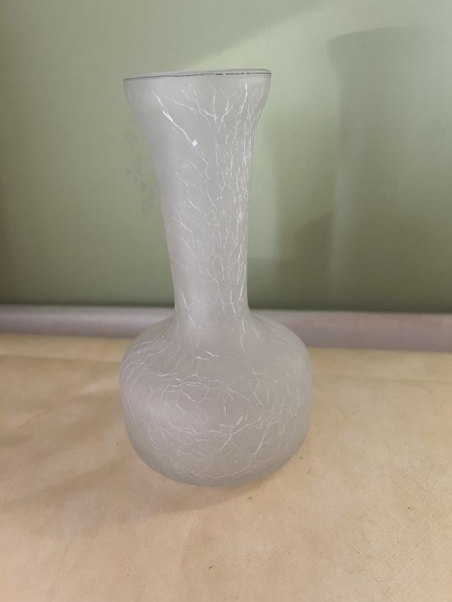 Jarrón vidrio blanco craquelado J