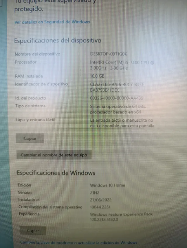 PC i5 7400 Nvidia iGual Negro/Gris