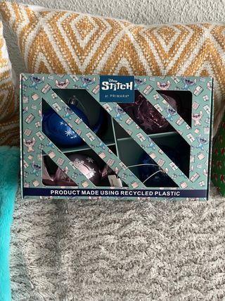 Bolas Navidad Stitch Disney (2 Azules, 2 Rosas)