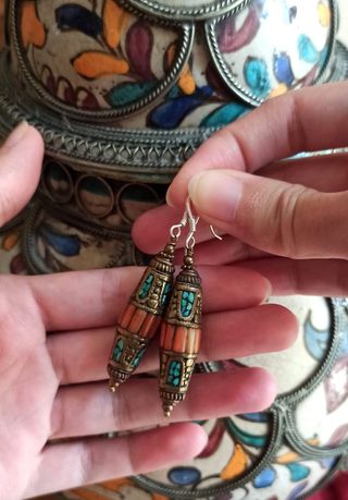 Pendientes Tibetanos Turquesa y Coral