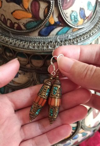 Pendientes Tibetanos Turquesa y Coral