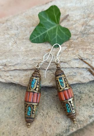 Pendientes Tibetanos Turquesa y Coral