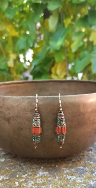 Pendientes Tibetanos Turquesa y Coral