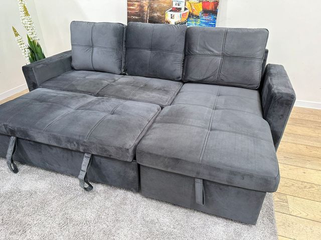 Sofá cama gris de tela