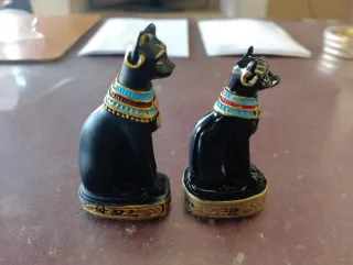 Pareja Gatos Egipcios Resina Decorativos