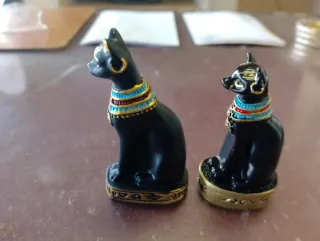 Pareja Gatos Egipcios Resina Decorativos