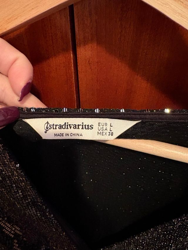 Vestido lentejuelas negro y plateado talla única