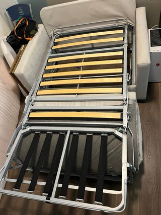 Sofá cama 1,1m beige tela anti gatos