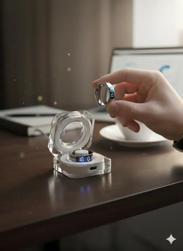 Anillo Inteligente Negro y Plateado