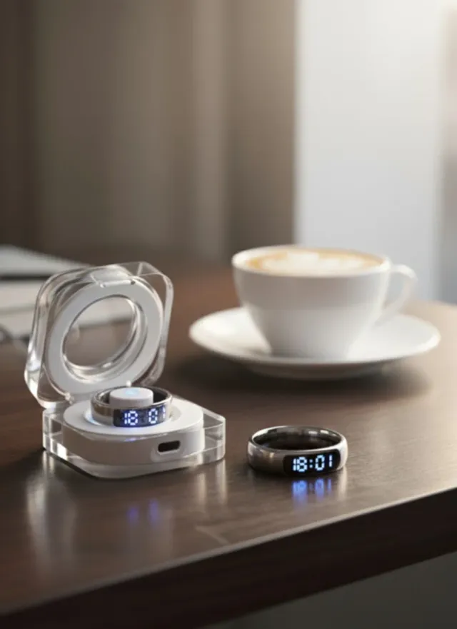 Anillo Inteligente Negro y Plateado