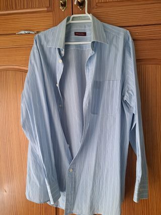 Camisa manga larga azul y blanca