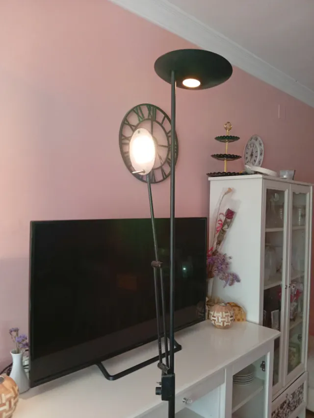 Lámpara de salón o taller metal y cristal