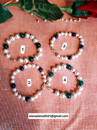 Pulsera de perlas  cultivos y piedras naturales