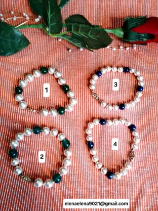 Pulsera de perlas  cultivos y piedras naturales