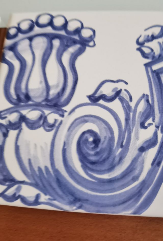 2 Baldosas Cerámica Portugal Azul y Blanco