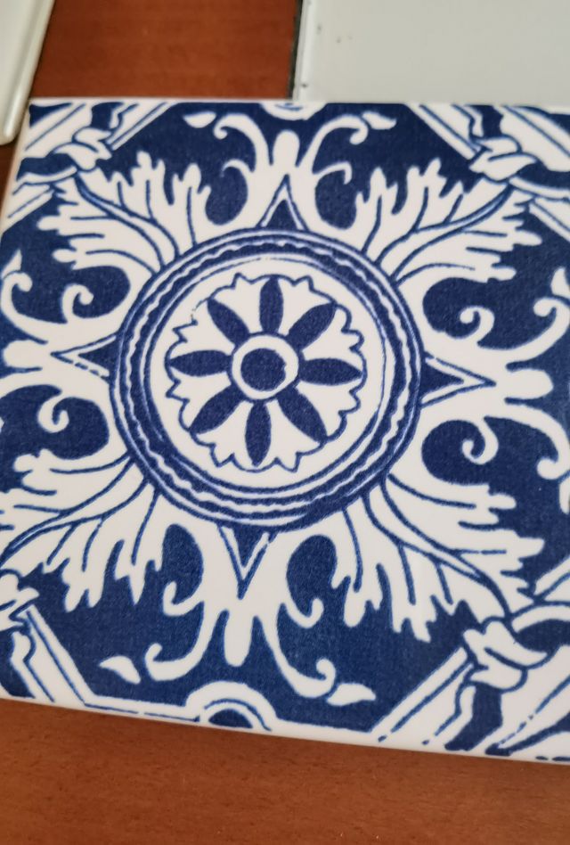 2 Baldosas Cerámica Portugal Azul y Blanco