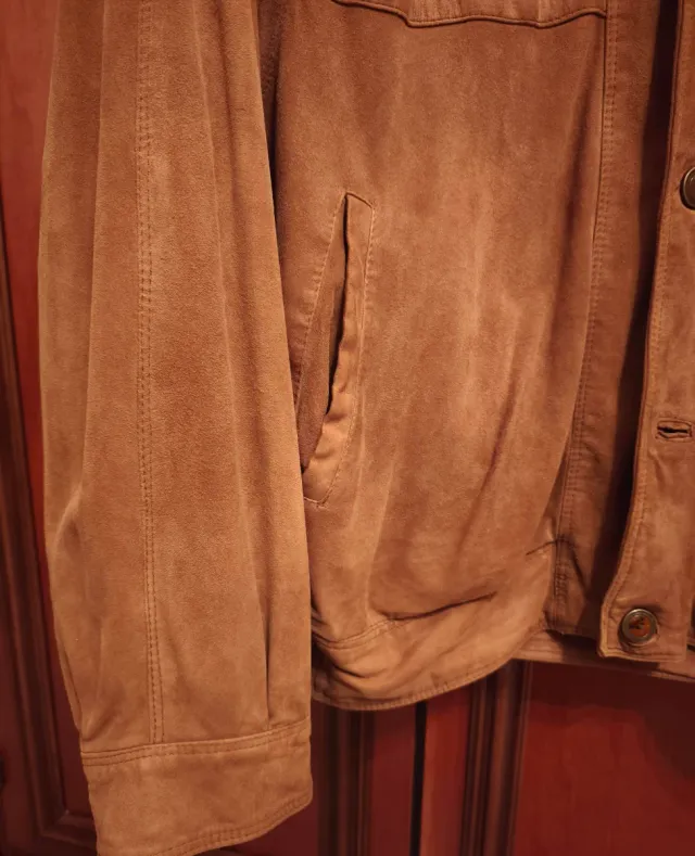 Giacca uomo scamosciata color cammello