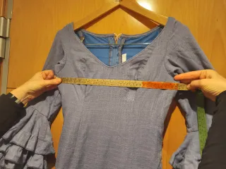 Traje de flamenca azul grisáceo con volantes