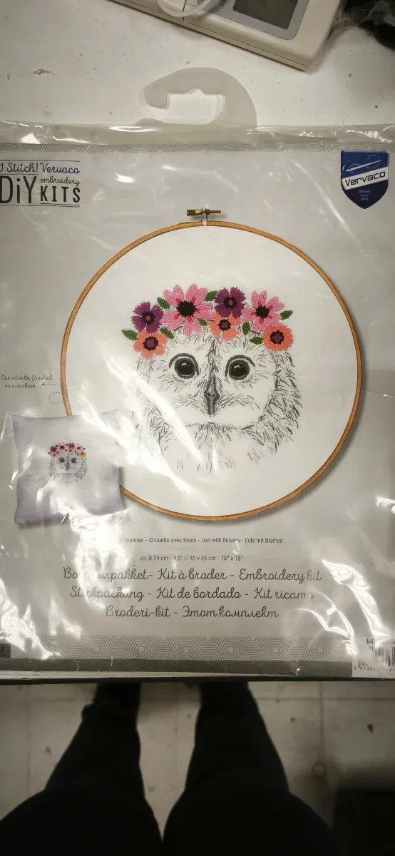Kit Bordado Búho con Flores Vervaco