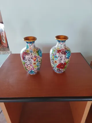 Coppia vasi decorati fiori