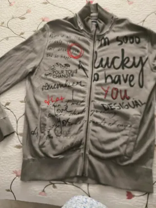 Sudadera Desigual cremallera gris XL