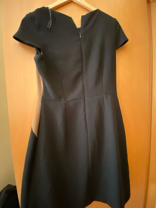 Vestido tricolor negro, marrón y blanco