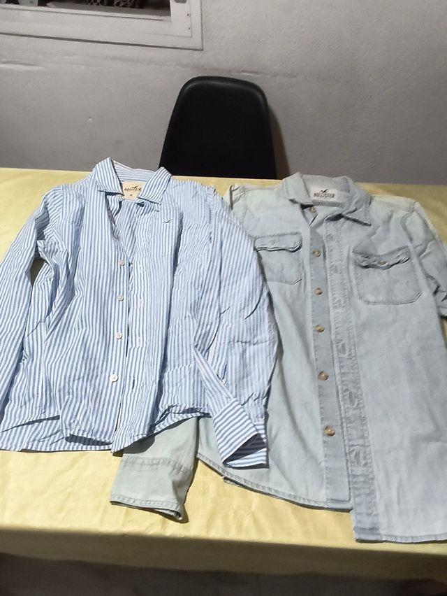 Lote 2 Camisas Hollister Talla M Rayas y Vaquera