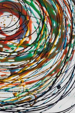 Quadro astratto multicolore su carta