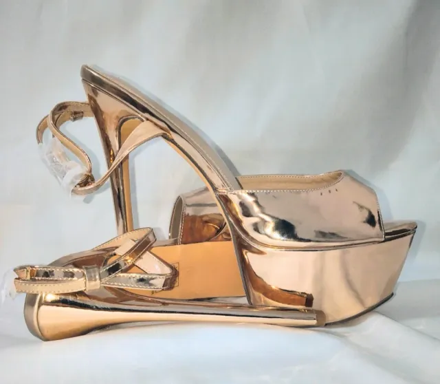 Scarpe tacco alto oro plateau