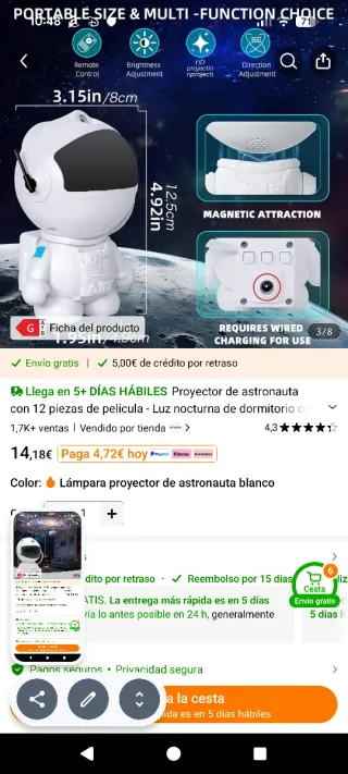 Proyector Astronauta Cielo Estrellado