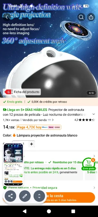 Proyector Astronauta Cielo Estrellado