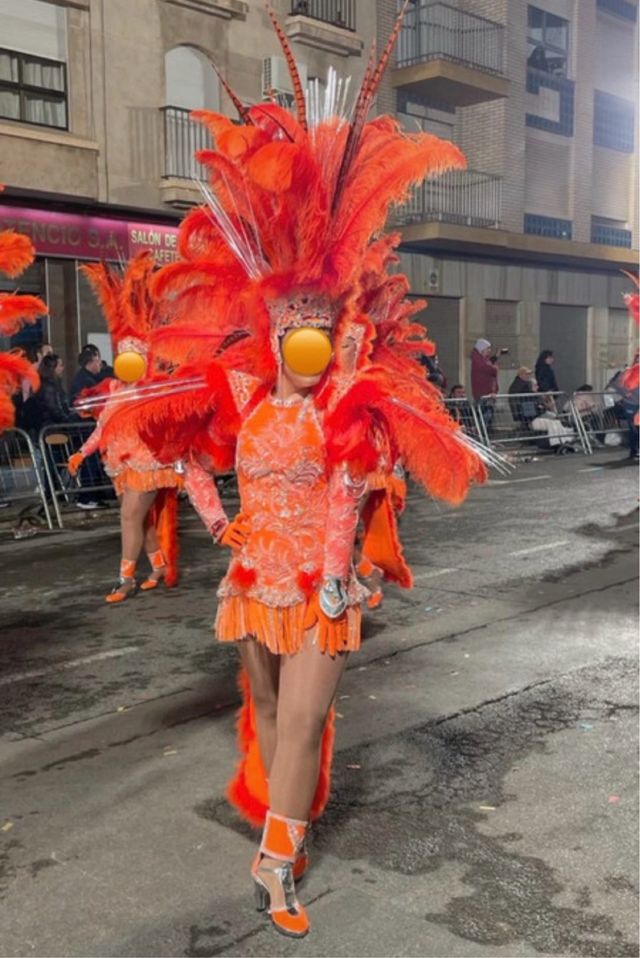 Traje Carnaval hecho a mano Naranja y Plateado