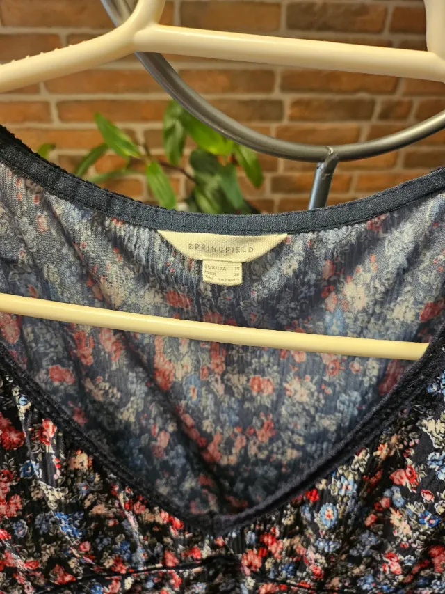 Vestido estampado floral manga larga