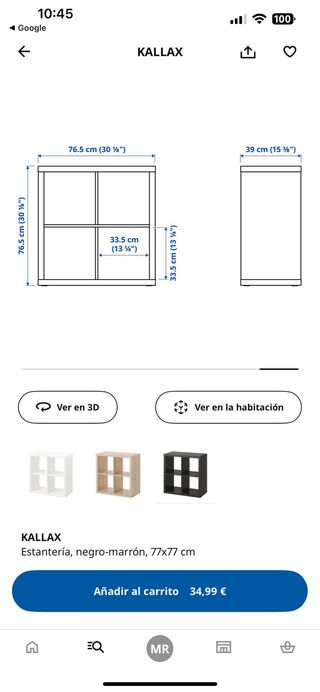 Estantería Kallax Ikea Negra y Plateada