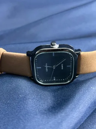 Orologio Geneva Quarzo Pelle Marrone Quadrato
